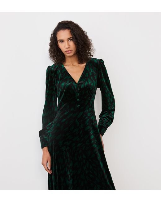 Finery London Black Layla Velvet Midi Dress