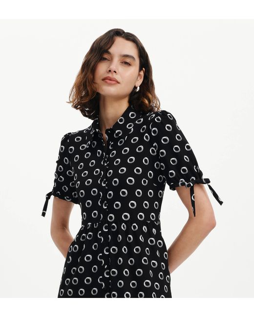 Finery London Black Estee Polka Dot Tiered Midi Shirt Dress