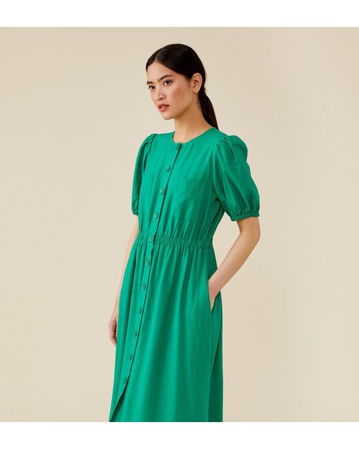 Women's Green Mari Linen Blend Dress