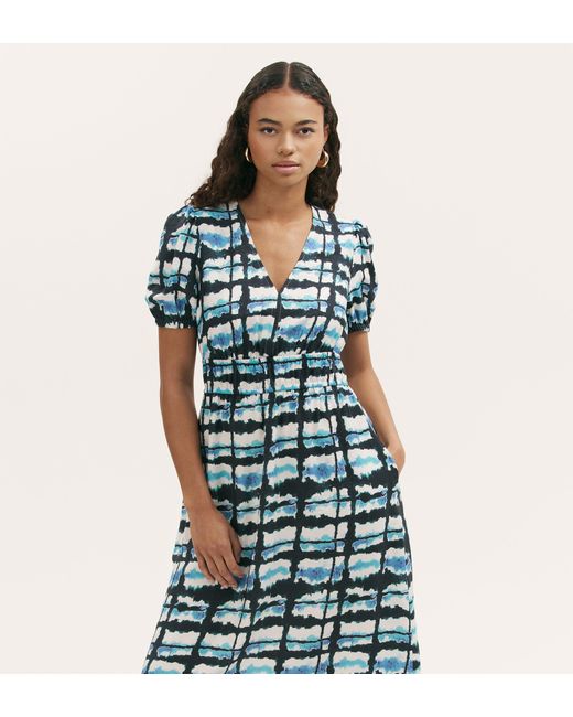 Finery London Blue Katerina Midi Smock Dress