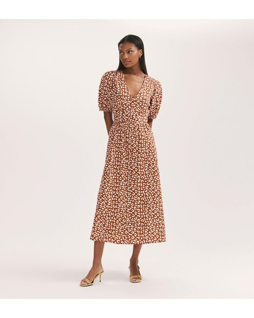 Finery London Pink Addison Button Through Midi Tea Dress