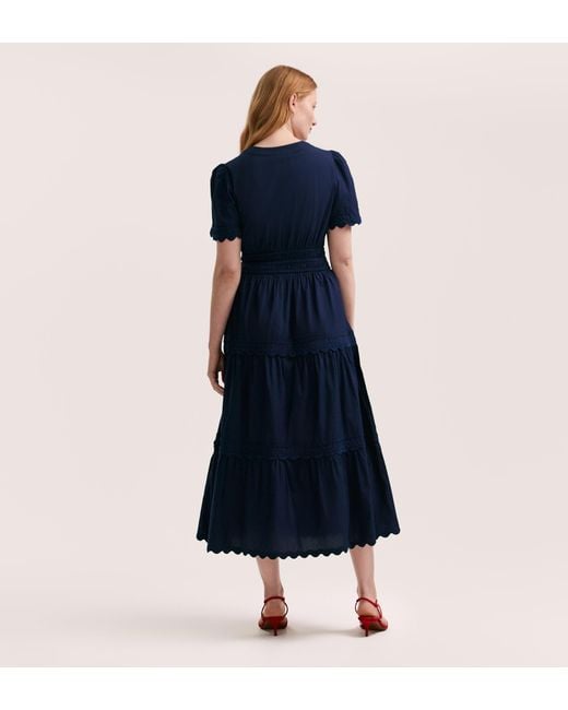 Finery London Blue Wren Cotton Midi Tiered Dress