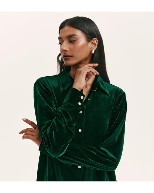 Finery London Green Sayge Velvet Shirt