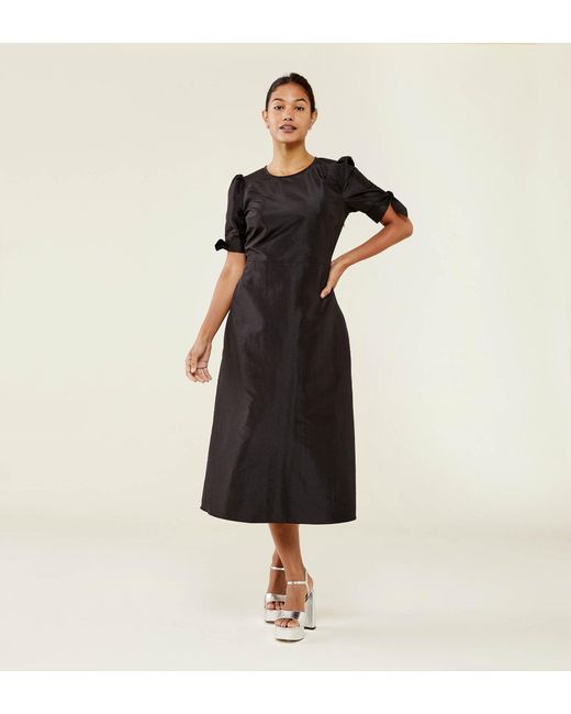 Women's Black Liora Taffeta Midi Dress