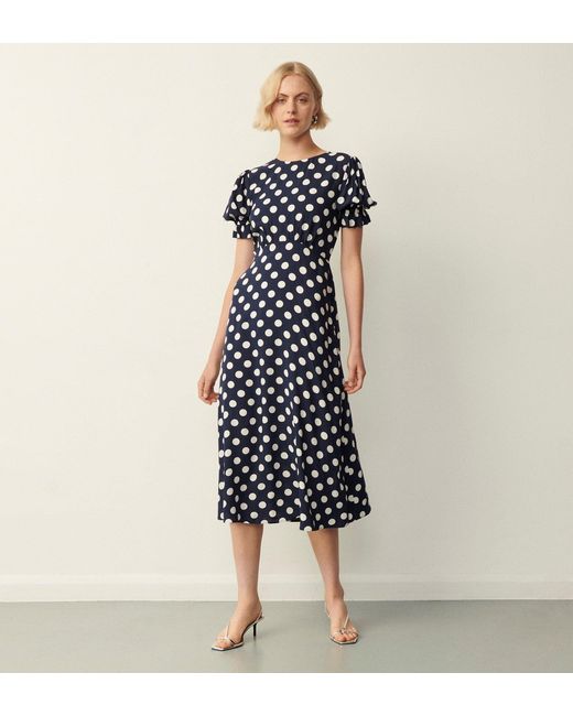 Finery London Blue Mela Print Midi Dress
