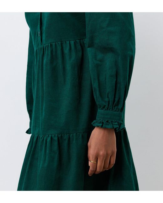 Finery London Green Gianna Corduroy Midi Dress