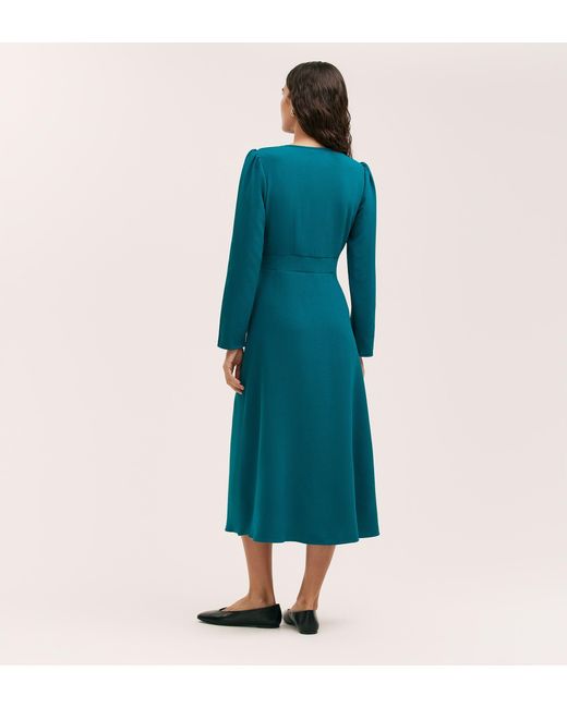 Finery London Blue Caprice Crepe Midi Dress