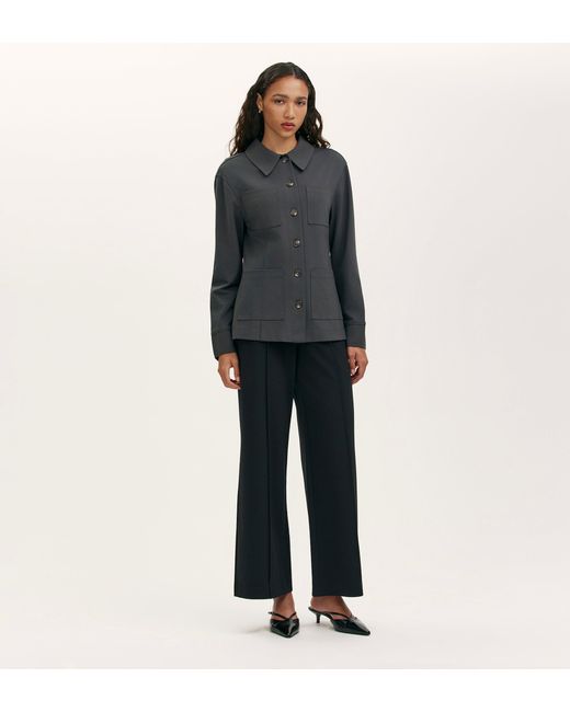 Finery UK Gray Agness Ponte Jersey Button Down Jacket