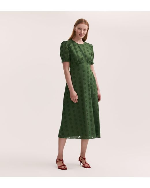 Finery London Green Mela Cotton Midi Tea Dress