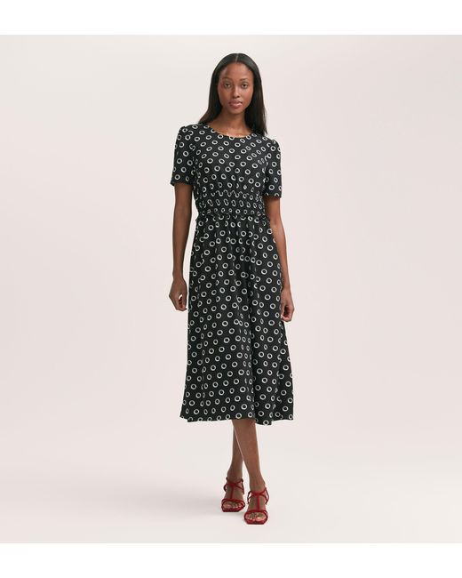 Women's Black Irini Polka Dot Crepe Midi Dress
