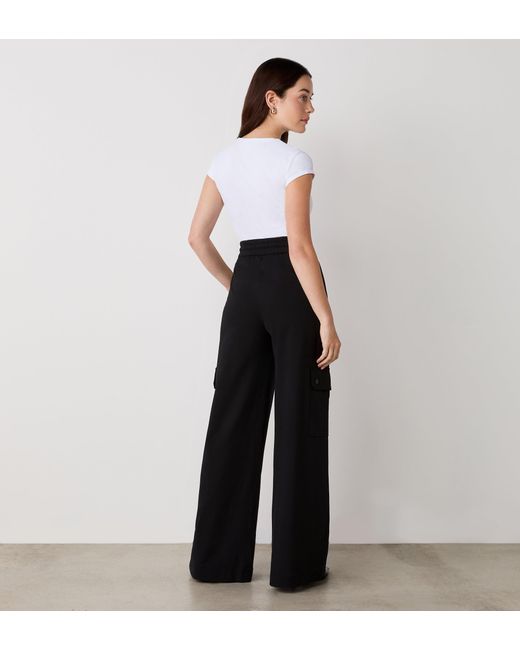 Finery London Black Deliah Ponte Jersey Wide Leg Trousers