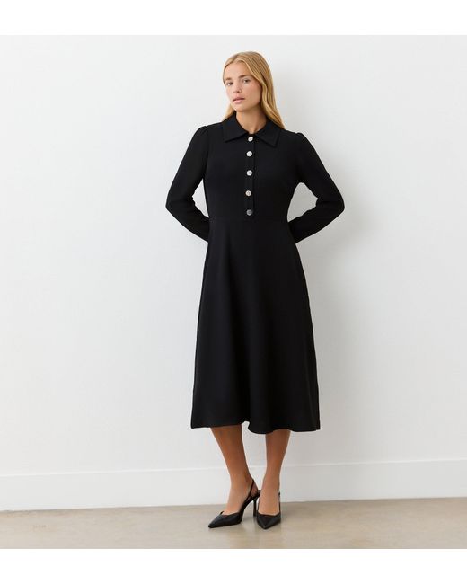 Finery London Black Lucia Midi Shirt Dress