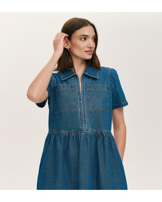 Finery London Blue Donnie Denim Short Dress