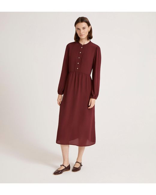 Finery London Red Jasmine Lace Trim Crepe Midi Dress