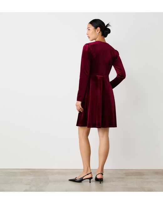 Finery London Red Rae Velvet Knee Length Dress