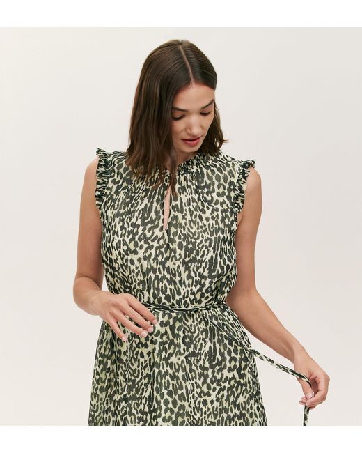 Finery London Green Rosalind Chiffon Sleeveless Midi Dress