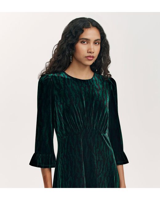 Finery London Black Scarlett Velvet Midi Dress