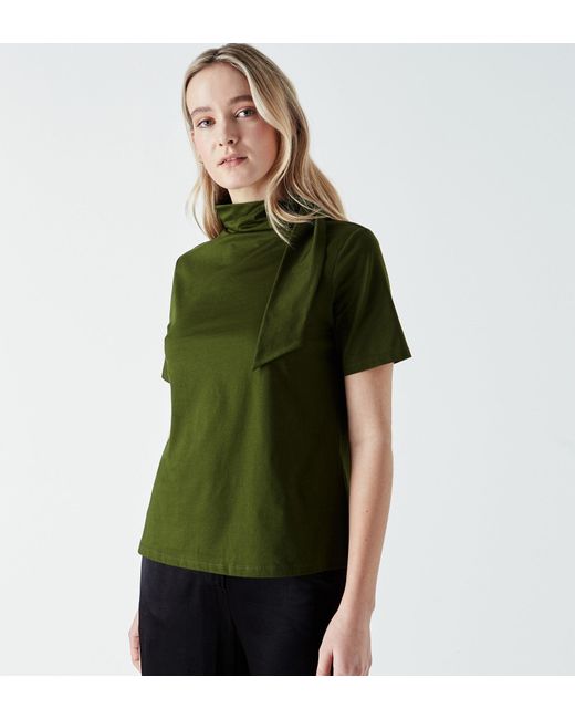 Women's Green Cyrus Tie Neck Jersey Top