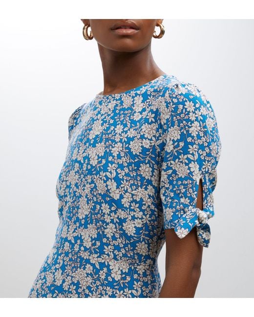 Finery London Blue Caley Floral Print Midi Dress
