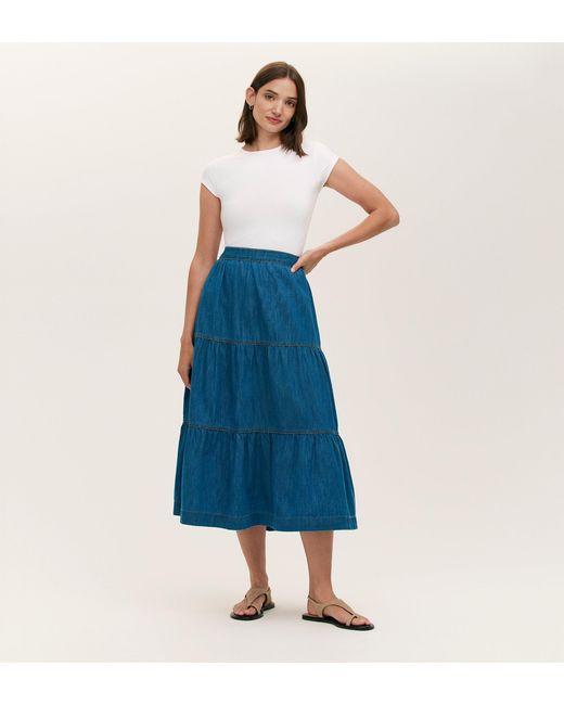 Finery London Blue Lulu Denim Midi Skirt