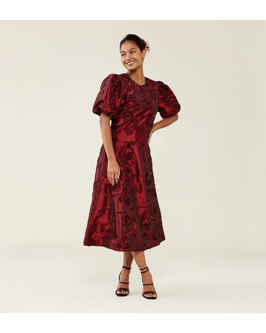 Finery London Red Silas Taffeta Midi Dress