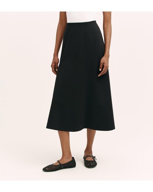 Finery London Black Mae Ponte Jersey Midi Skirt