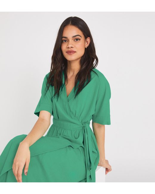Finery London Green Sabine Midi Dress Linen Rich