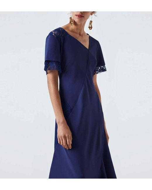 Finery London Blue Abbi Lace Detail Dress