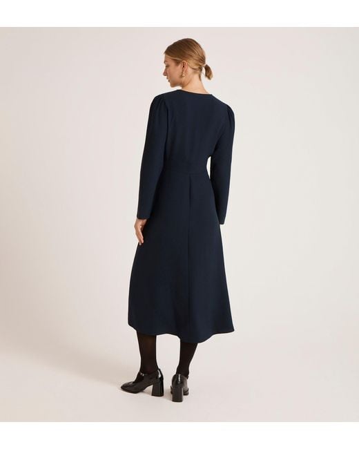 Finery London Blue Caley Crepe Midi Dress