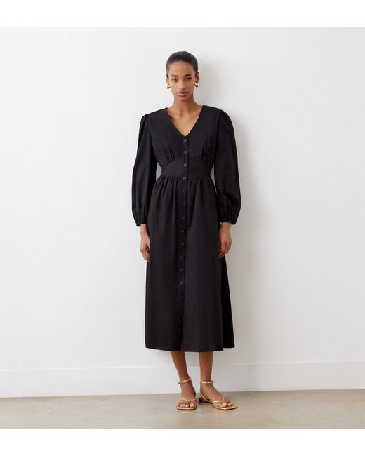 Finery London Black Eliah Cotton Midi Dress