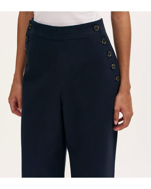 Finery London Blue Nellie Canvas Wide Leg Trousers