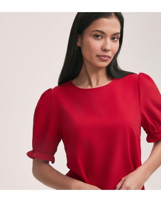 Finery London Red Charlie Crepe T-Shirt