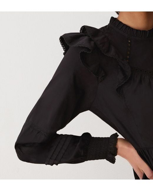 Finery London Black Adela Cotton Midi Dress