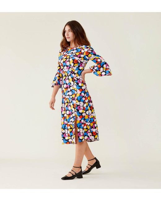 Finery London Blue Karah Midi Dress