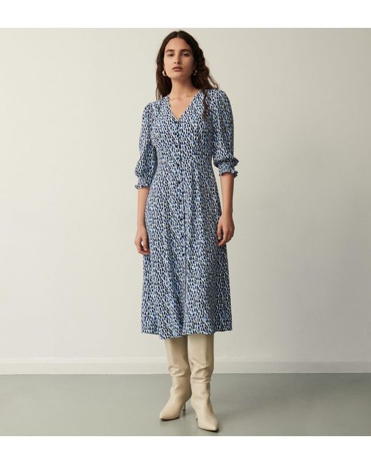 Finery London Blue Norla Dashes Midi Dress