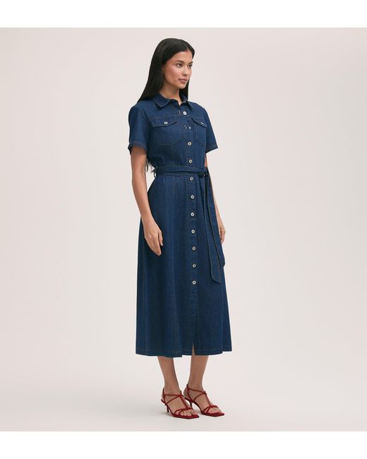 Finery London Blue Lily Denim Midi Dress