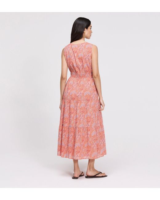 Finery London Green Shannon Cotton Voile Tiered Midi Dress