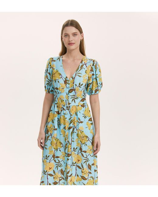 Finery London Green Addison Button Through Midi Dress