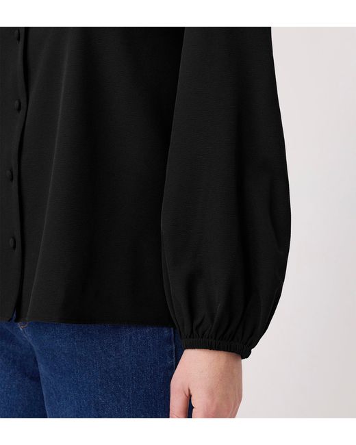 Finery London Black Elvora Button Up V-Neck Top