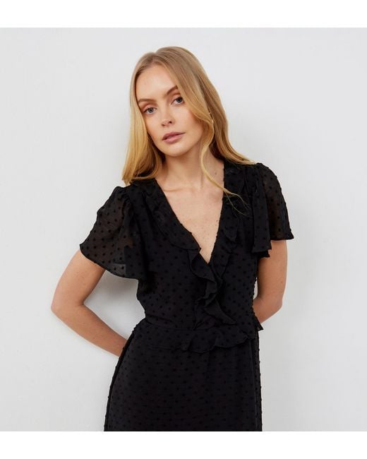 Finery London Black Dahlia Chiffon Midi Dress
