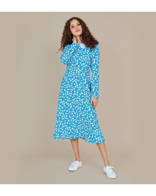 Finery London Blue Piper Midi Dress