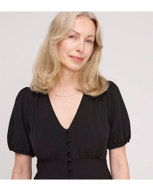 Finery London Black Robyn Button Through Midi Dress