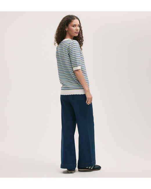 Finery London Blue Rita Short Sleeve Top