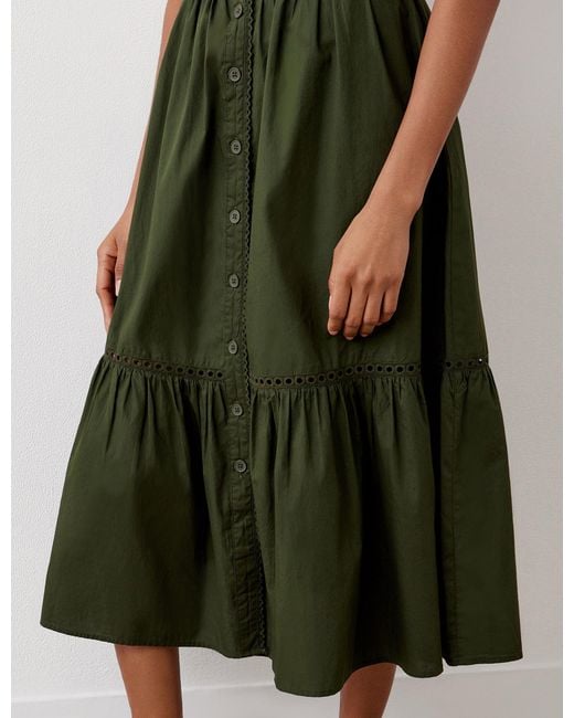 Finery London Green Maura Cotton Midi Skirt