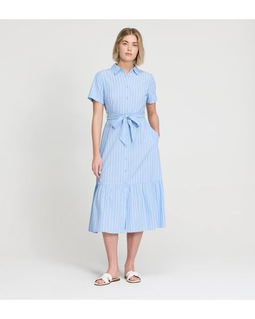 Finery London Blue Aisling Cotton Midi Dress