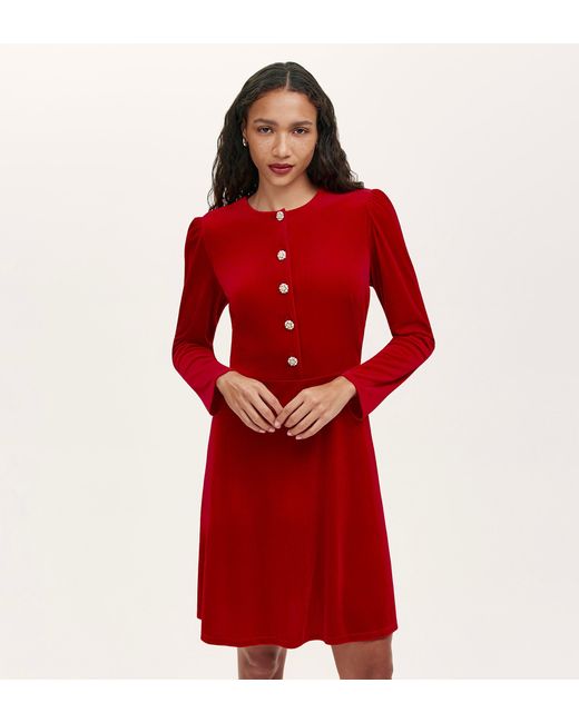 Finery London Red Rae Velvet Short Dress