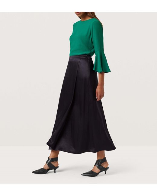 Finery London Blue Rose Matte Wrap Skirt