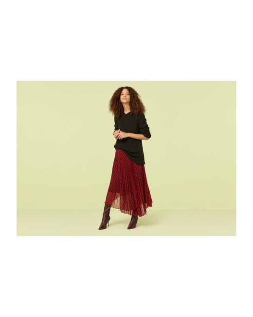 Women's Natural Nellie Burgundy And Pleated Midi Skirt