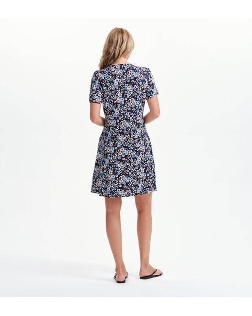 Finery London Blue Orlagh Button-Through V-Neck Short Dress