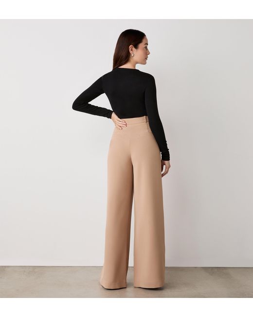 Finery London Natural Addie Wide Leg Trousers